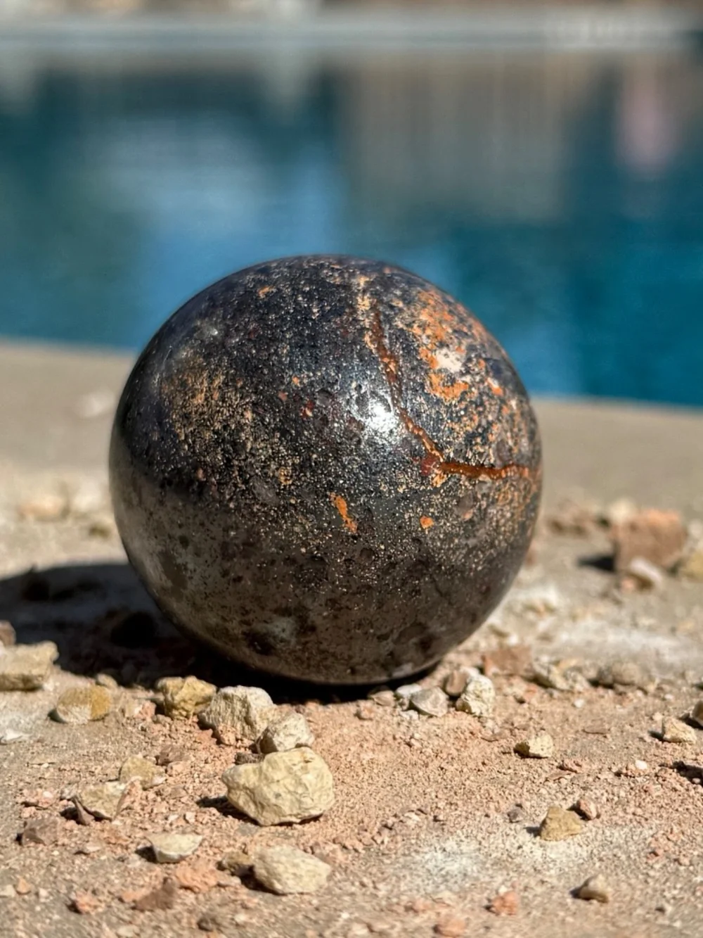 Lake Superior Patina Hematite Crystal Sphere/Dark Grey Metallic Crystal Ball
